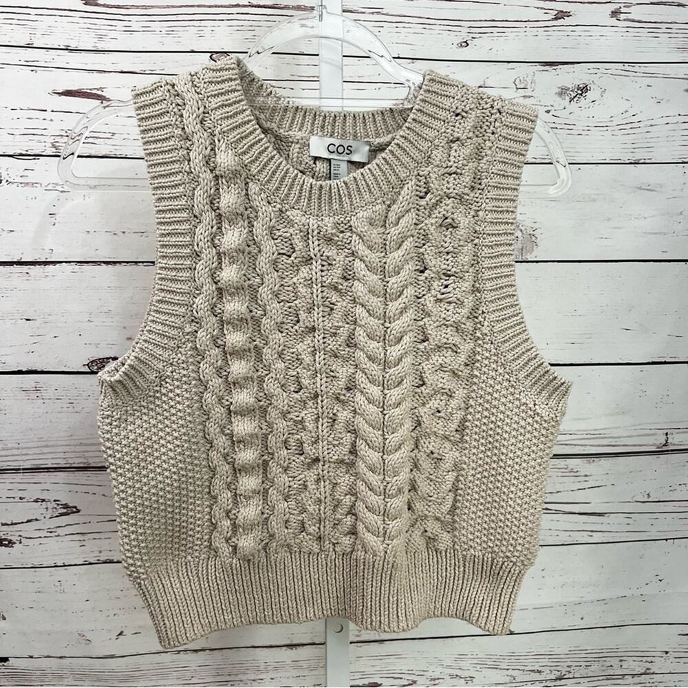COS Cream Chunky Cable Knit Sweater Vest XS / S